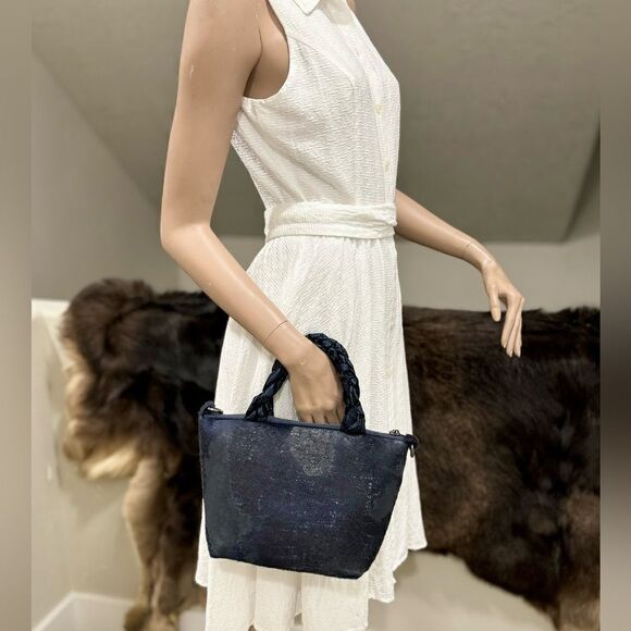 Multi Use Handmade Genuine Hair-On Calfskin & Braided Top Handle Bag/ Crossbody - Picture 6 of 16